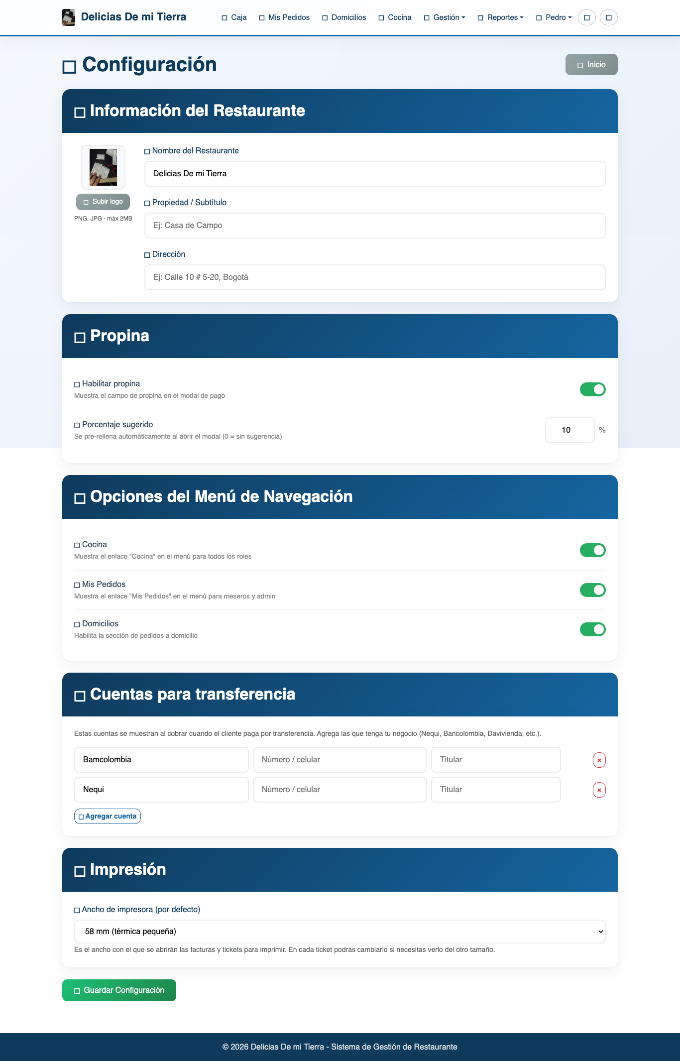 Configuración