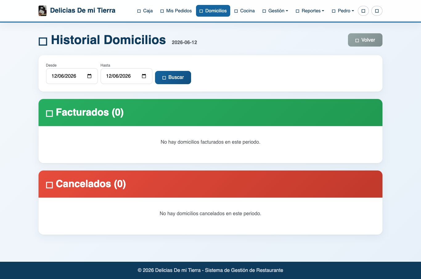 Historial de domicilios